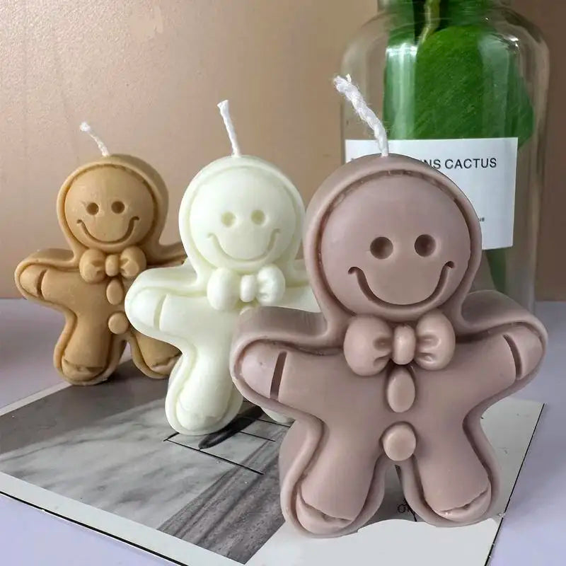 2pcs Gingerbread Man Silicone Mold | Christmas Candle Making Candle Making Mold Babs