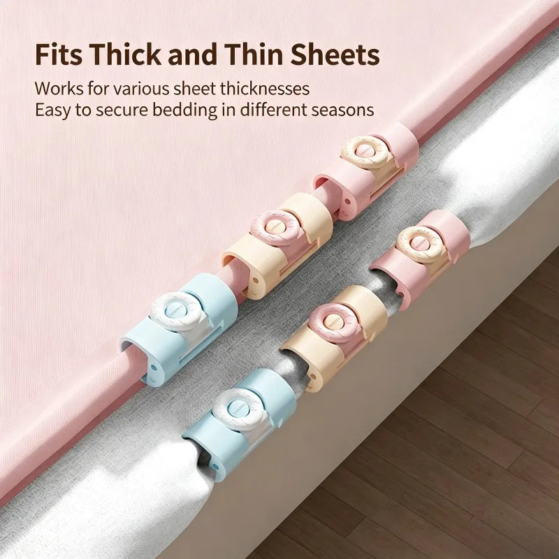 6-Pack Donut Bed Sheet Clips – No-Pin Anti-Slip Fasteners Bedding Fastener Clips Babs