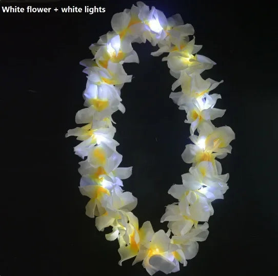 LED Hawaiian Leis Flashing Flower Necklace for Parties LED Party Necklace Babs 27 head wear wreath