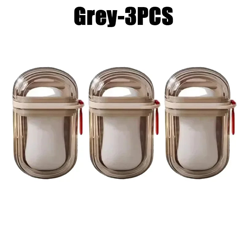 Travel Soap Box with Lid – Leakproof, Draining Soap Case Travel Soap Case Babs Grey-3PCS