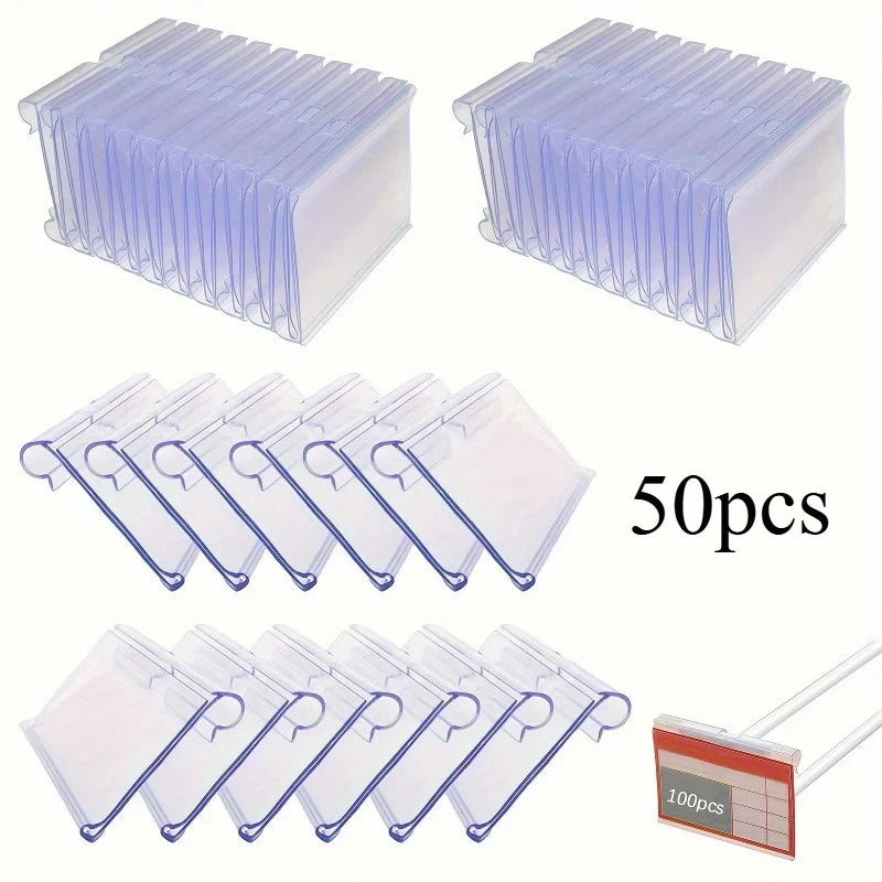 Clear PVC Price Label Holders – Reusable Plastic Shelf Tags Shelf Label Holder Babs 50pcs