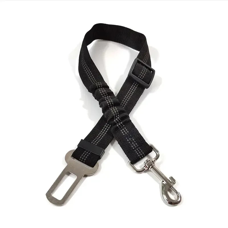 Reflective Dog Seat Belt – Adjustable Nylon Bungee Car Harness Dog Car Harness Babs Black