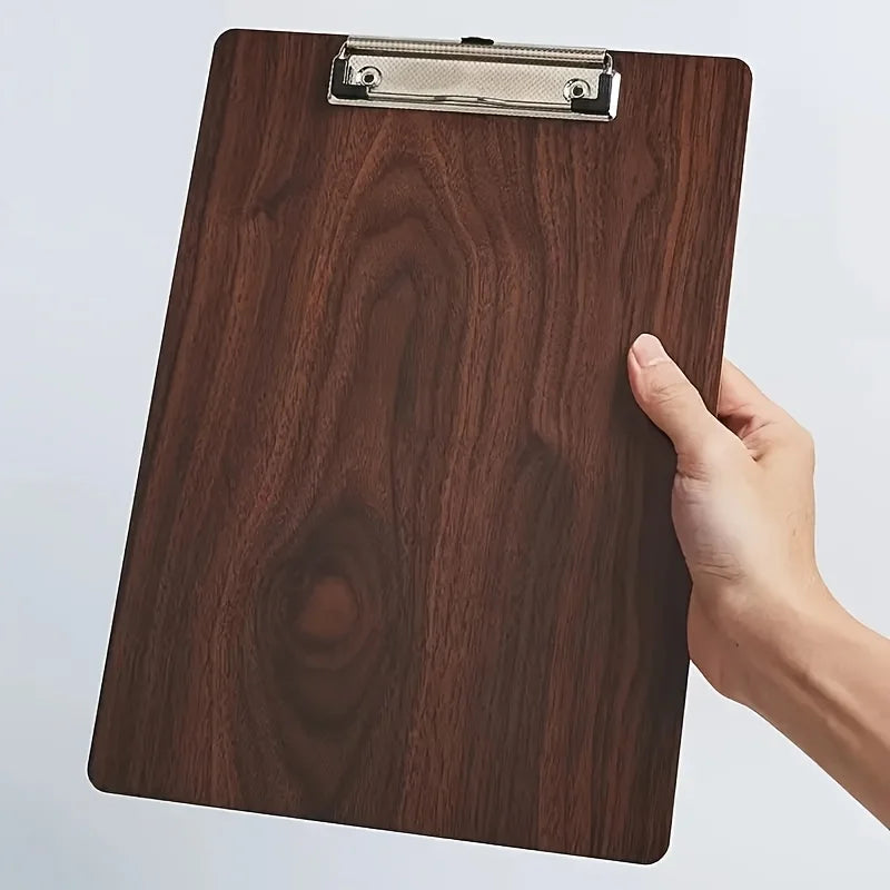 A4 Wooden Clipboard with Stainless Steel Hook | Writing Pad Wooden Clipboard Babs Brown