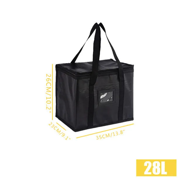 Reusable Insulated Cooler Bag – Aluminum Foil Thermal Lunch Bag Insulated Cooler Bag Babs Black 28L-1PC