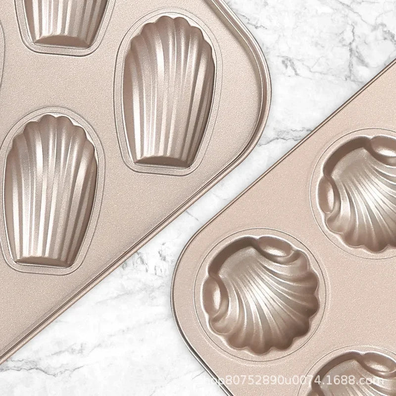 6-Cavity Carbon Steel Madeleine Shell Baking Mold Pan Cake Baking Mold Babs