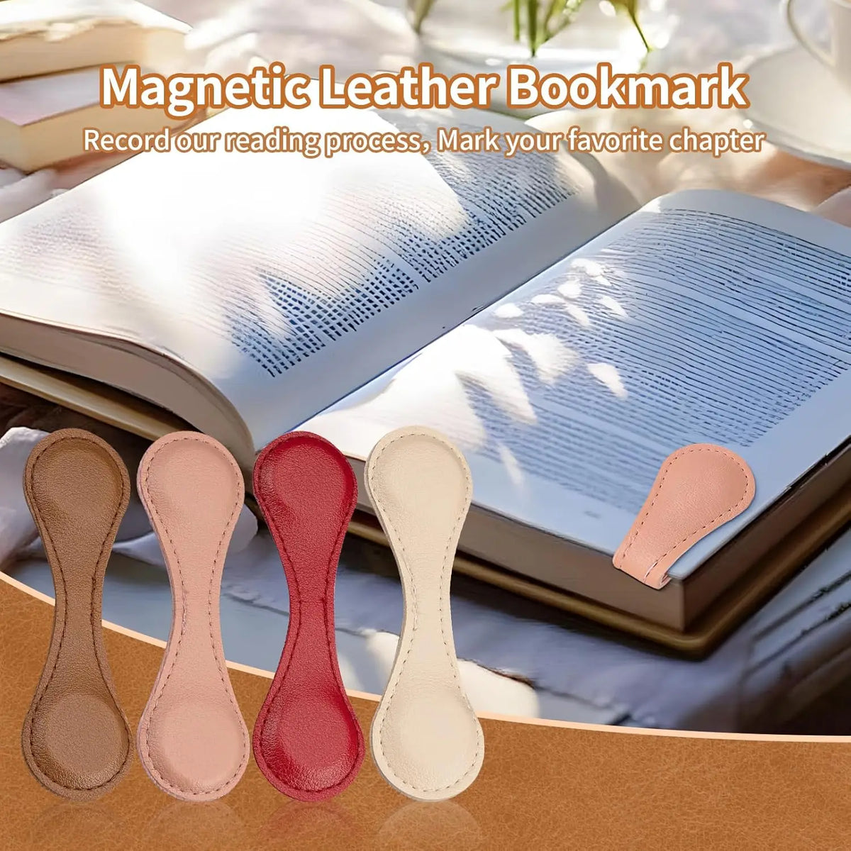Vintage PU Leather Magnetic Bookmark – Handmade Double-Sided Decorative Bookmark Babs