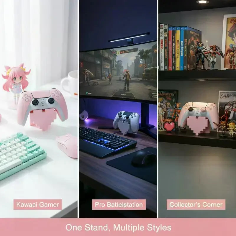 3D Printed Pixel Heart Game Controller Stand | Desktop Display Controller Display Stand Babs