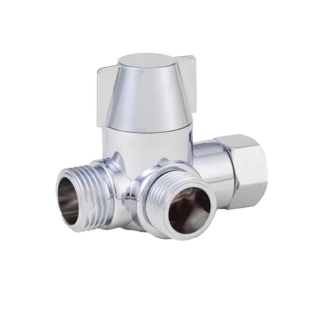 3-Way G1/2 Shower Diverter Valve T-Adapter Tap Splitter Shower Diverter Valve Babs Silver