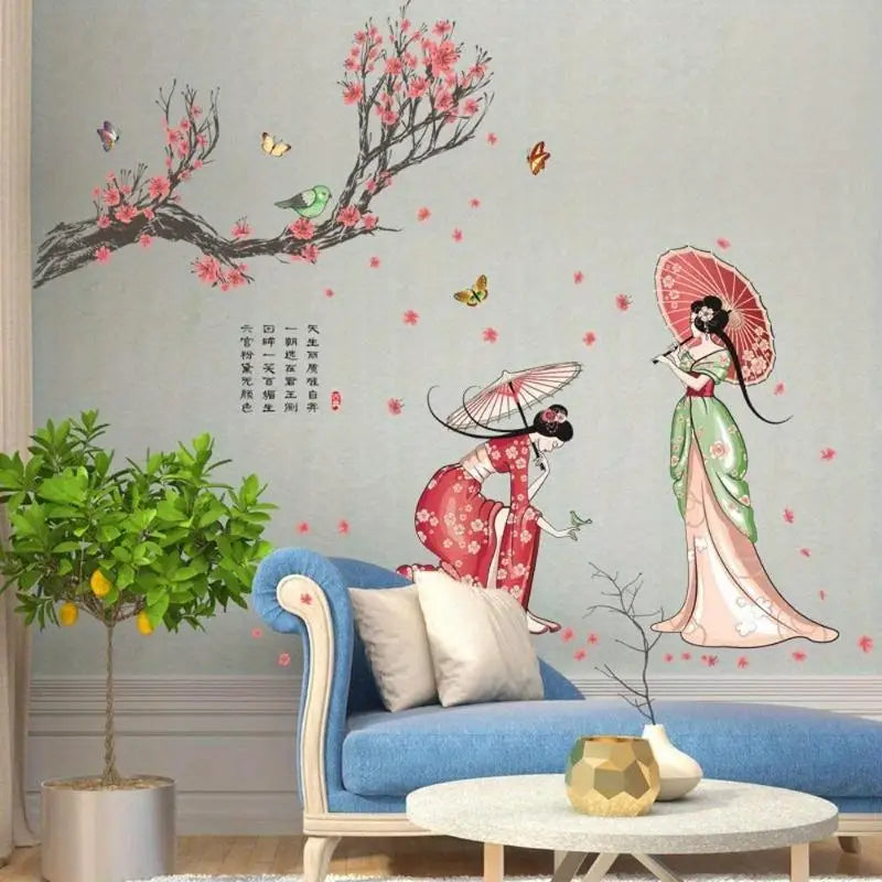 Chinese Retro Vinyl Wall Stickers – 3D Flower & Butterfly Decals Vinyl Wall Decal Babs