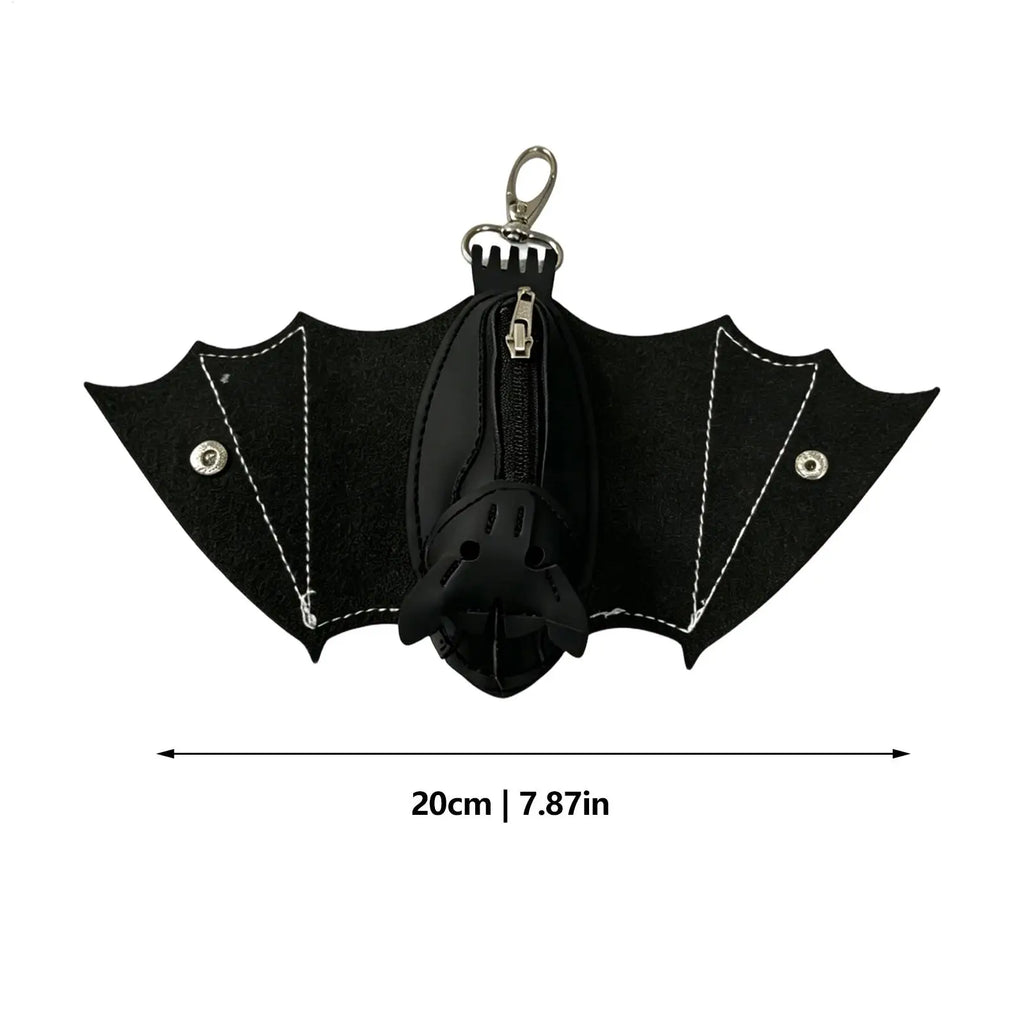 Gothic Bat Coin Purse PU Leather Keychain with Foldable Wings Gothic Coin Purse Babs