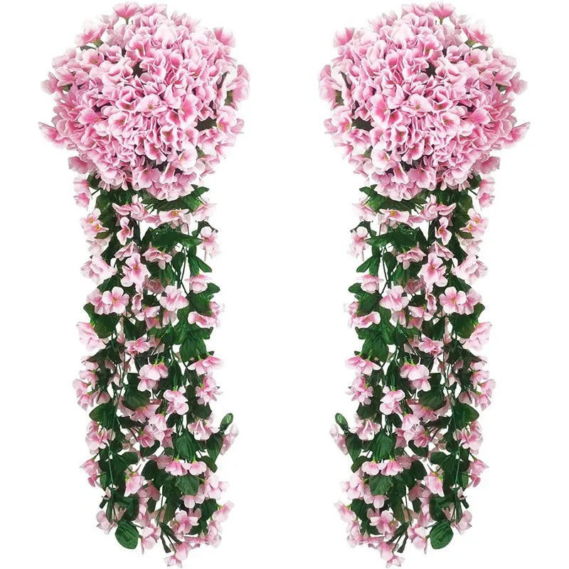 Artificial Silk Rose Vine Garland – Wedding & Home Wall Decor Artificial Flower Vine Babs Pink 1pc