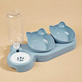 3-in-1 Tilted Cat Bowl Set with Gravity Water Feeder Cat Feeding Bowl Set Babs Blue XXL