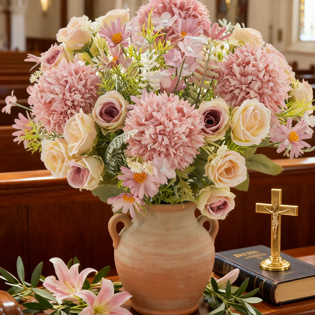Artificial Silk Rose & Chrysanthemum Flowers – Wedding Bouquet Artificial Flower Bouquet Babs