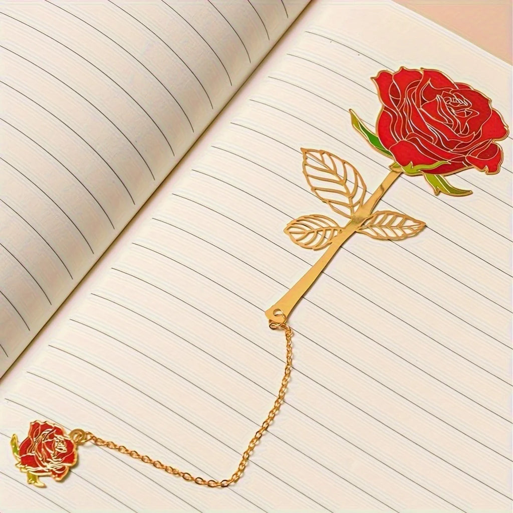 Metal Rose Bookmark – Hollowed Luxury Design | Gift for Readers Metal Bookmark Babs Gold