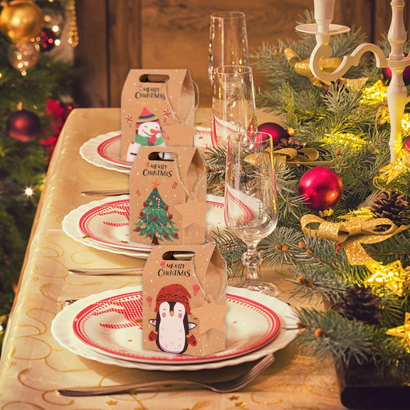 Christmas Kraft Paper Candy Gift Boxes with Tags – 6/12/24 Pcs Holiday Gift Boxes Babs