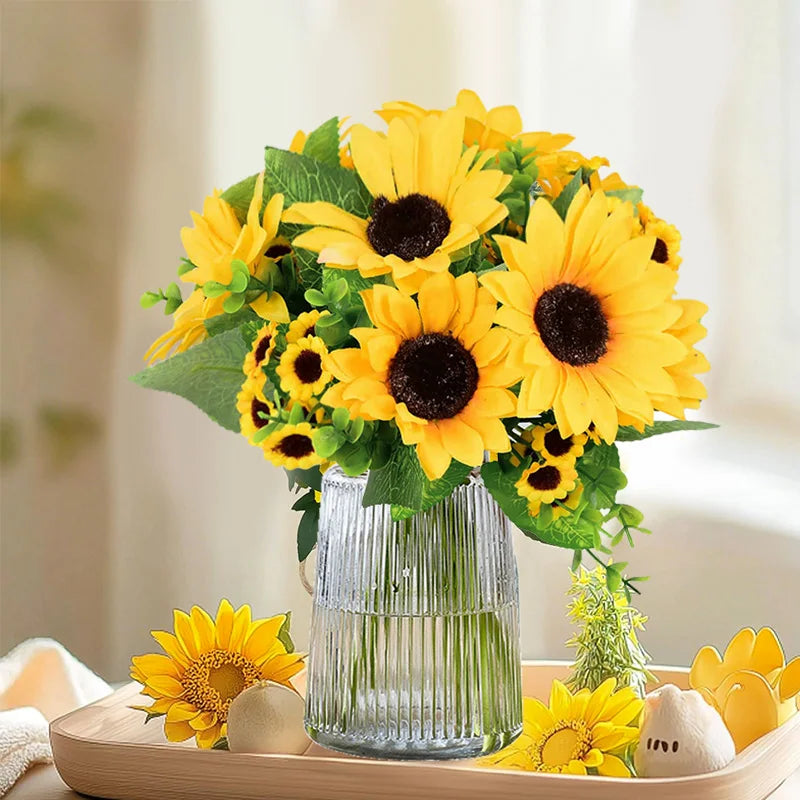 22-Head Artificial Silk Sunflower Bouquet – Wedding & Home Decor Artificial Flower Bouquet Babs