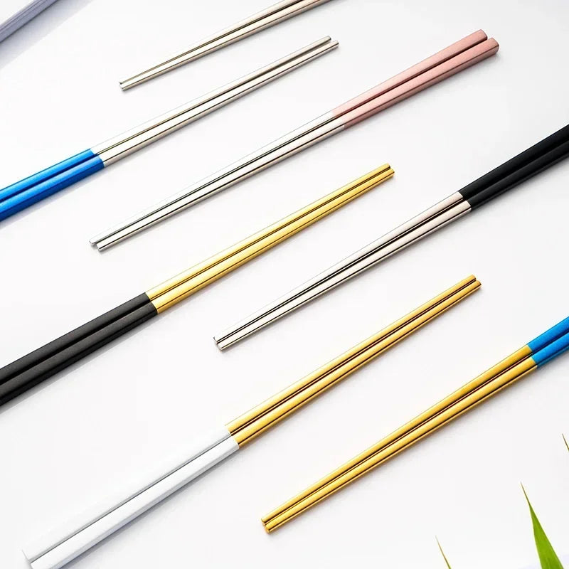 304 Stainless Steel Square Chopsticks – Gold, Rose & Colorful Stainless Steel Chopsticks Babs