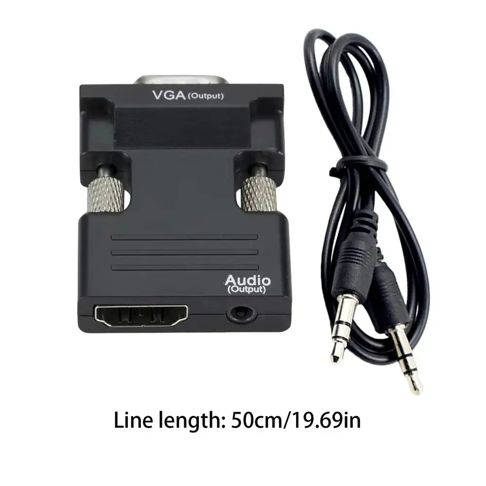 HDMI Female to VGA Male Adapter with Audio Cable – 1080p Video Display Adapter Babs Black