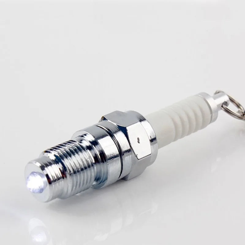 LED Spark Plug Keychain – Aluminum Car Key Ring with Mini Light LED Car Keychain Babs