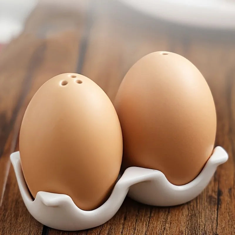 Ceramic Egg Salt & Pepper Shaker Set – 2Pcs Porcelain Cruet Salt & Pepper Shakers Babs