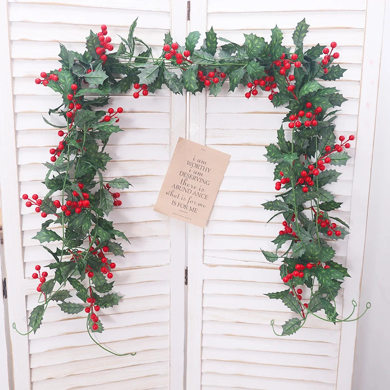 Artificial Berry & Leaf Vine Christmas Wreath – 205cm Décor Artificial Christmas Wreath Babs