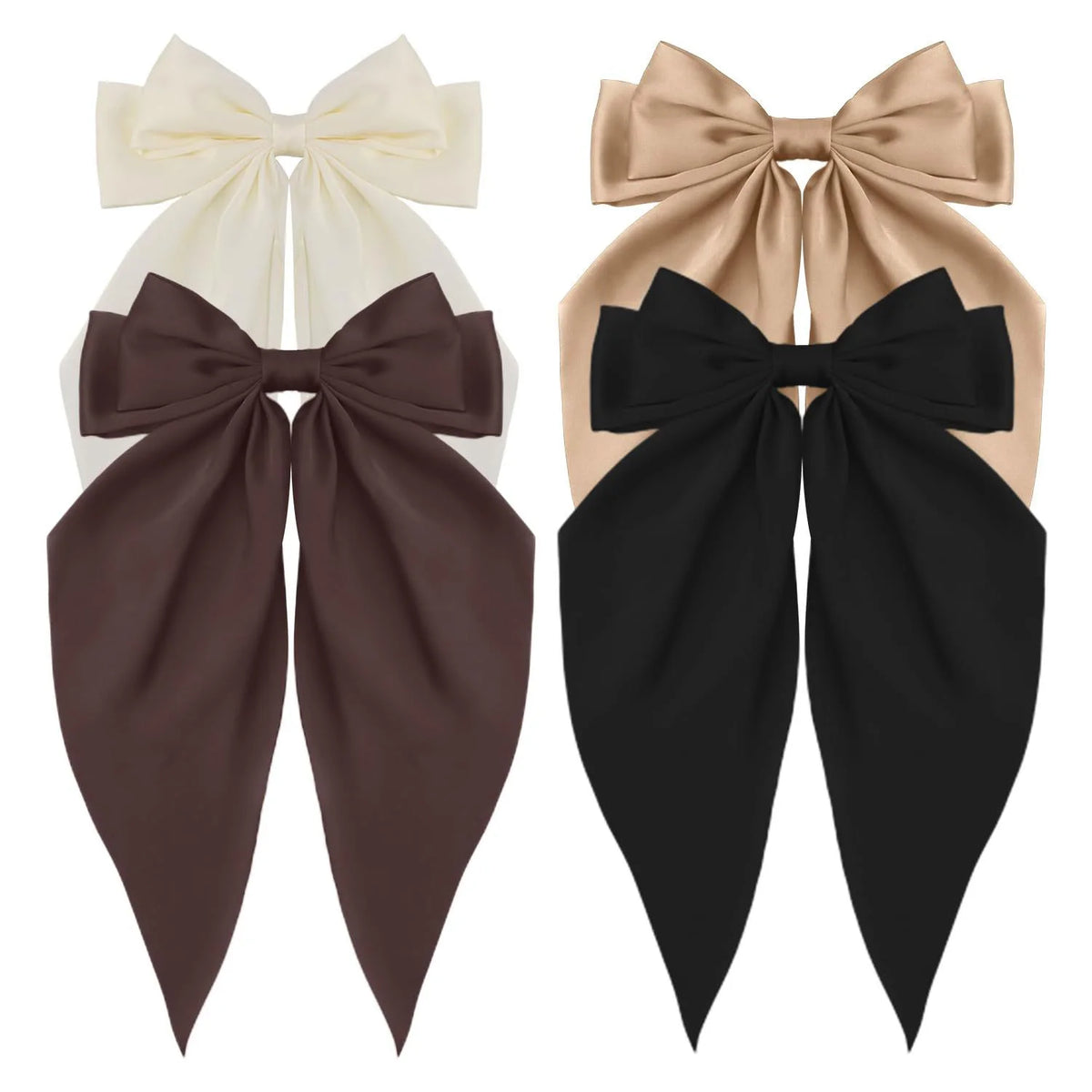 Korean Big Bow Satin Hair Clip – Ribbon Barrette for Women Hair Bow Barrette Babs S11-4PCS
