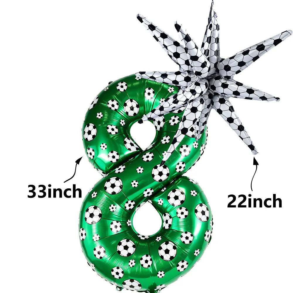Green Soccer Number Foil Balloons Set 0-9 | Football Party Decor Party Foil Balloons Babs B number-8 As pictures show