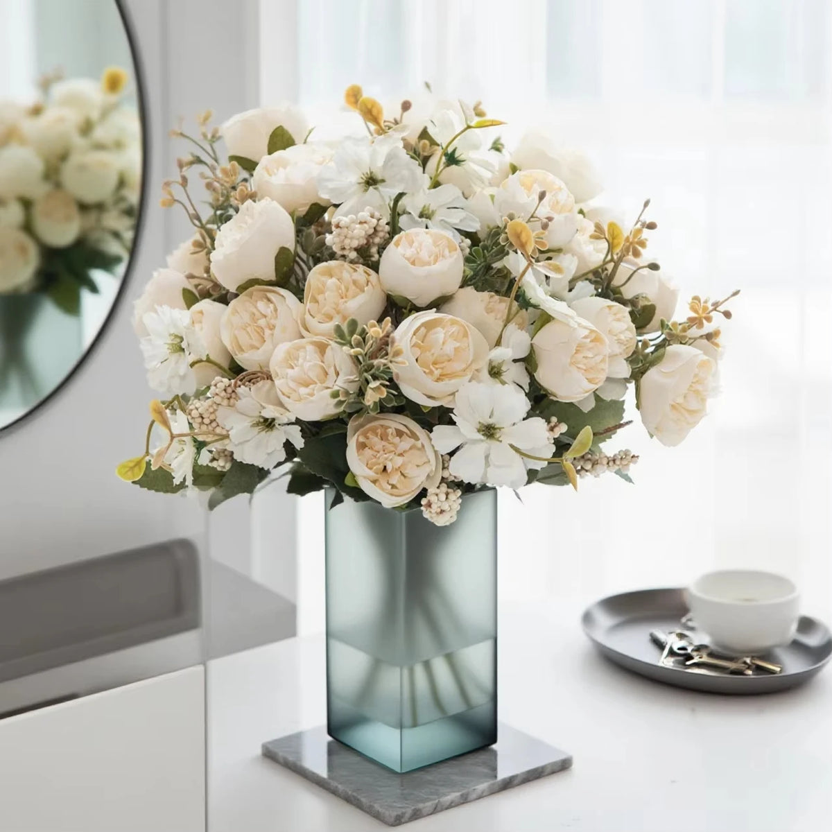Silk Rose Peony Artificial Flowers – Wedding & Home Décor Bouquet Artificial Flower Bouquet Babs