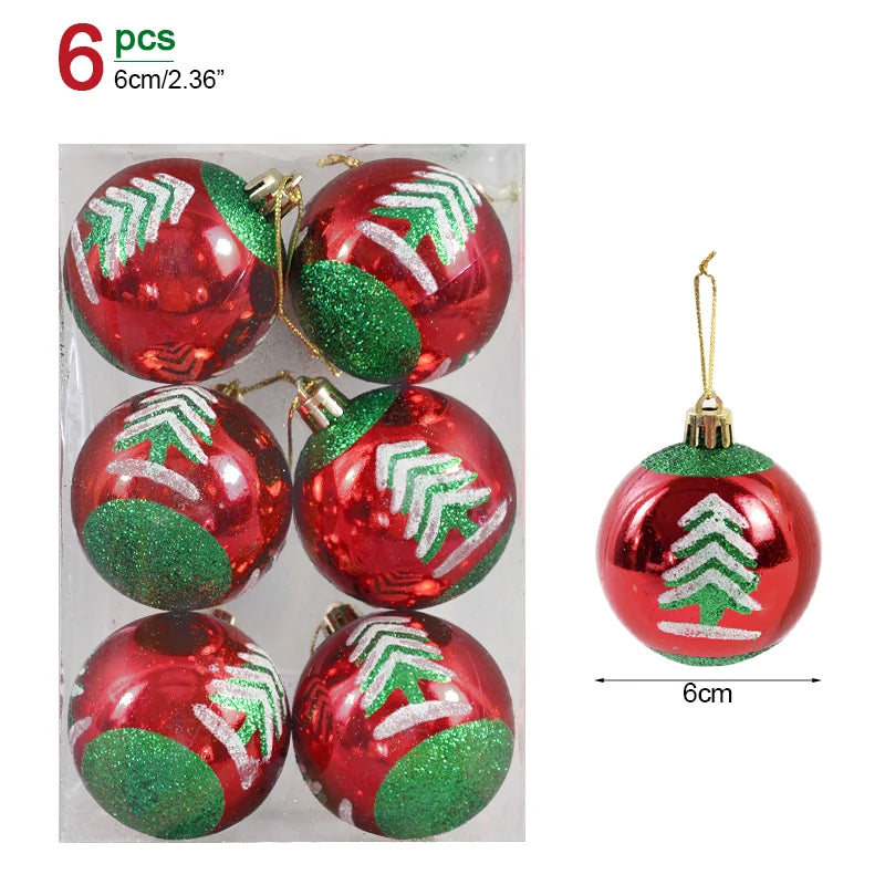 6-Pack Clear Snow Christmas Ball Ornaments 6cm – Tree Baubles Christmas Tree Ornaments Babs Style12 as picture