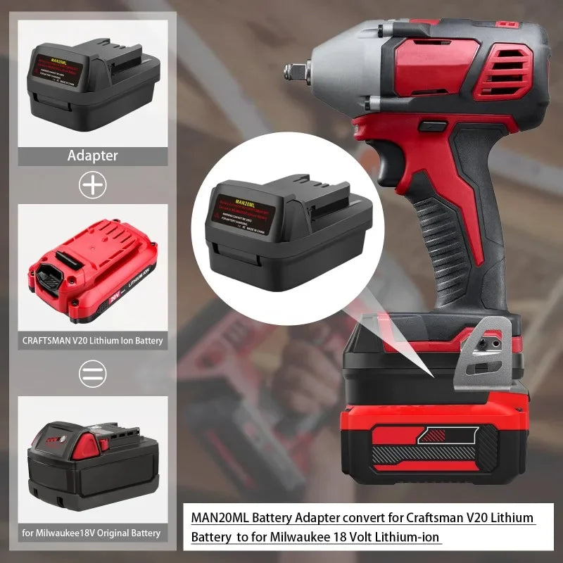 MAN20ML Adapter: Craftsman V20 to Milwaukee M18 Battery Battery Adapter Babs