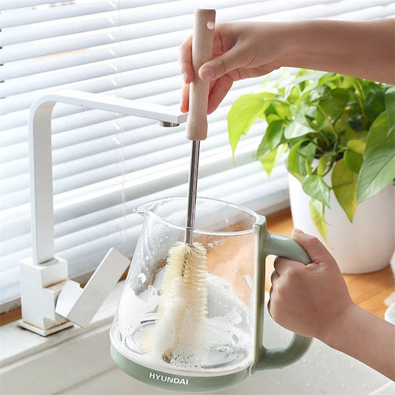 Wooden Long Handle Bottle Cleaning Brush – Eco-Friendly Bottle Cleaning Brush Babs