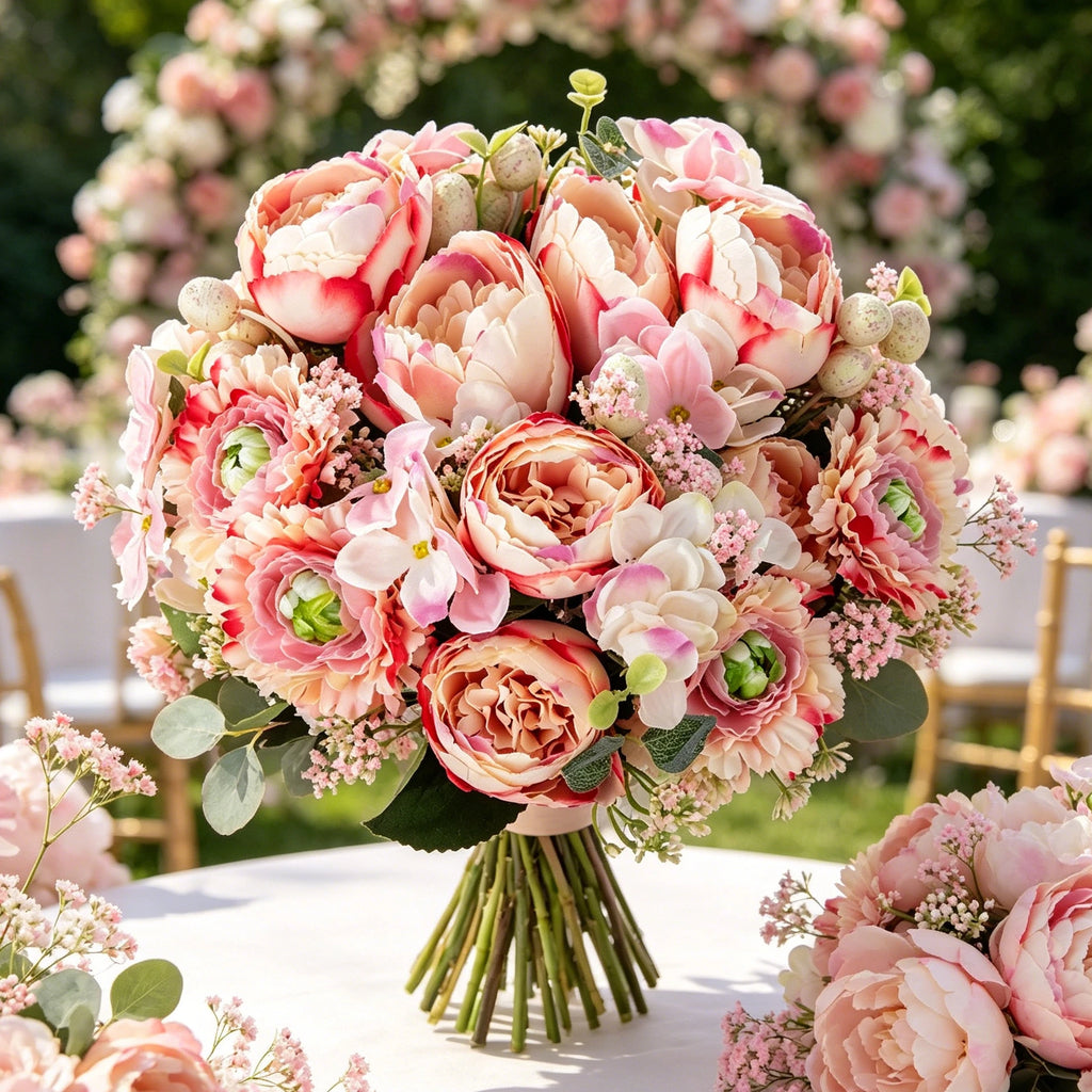 Silk Artificial Rose Bouquet – Wedding & Home Decor Flowers Artificial Flower Bouquet Babs
