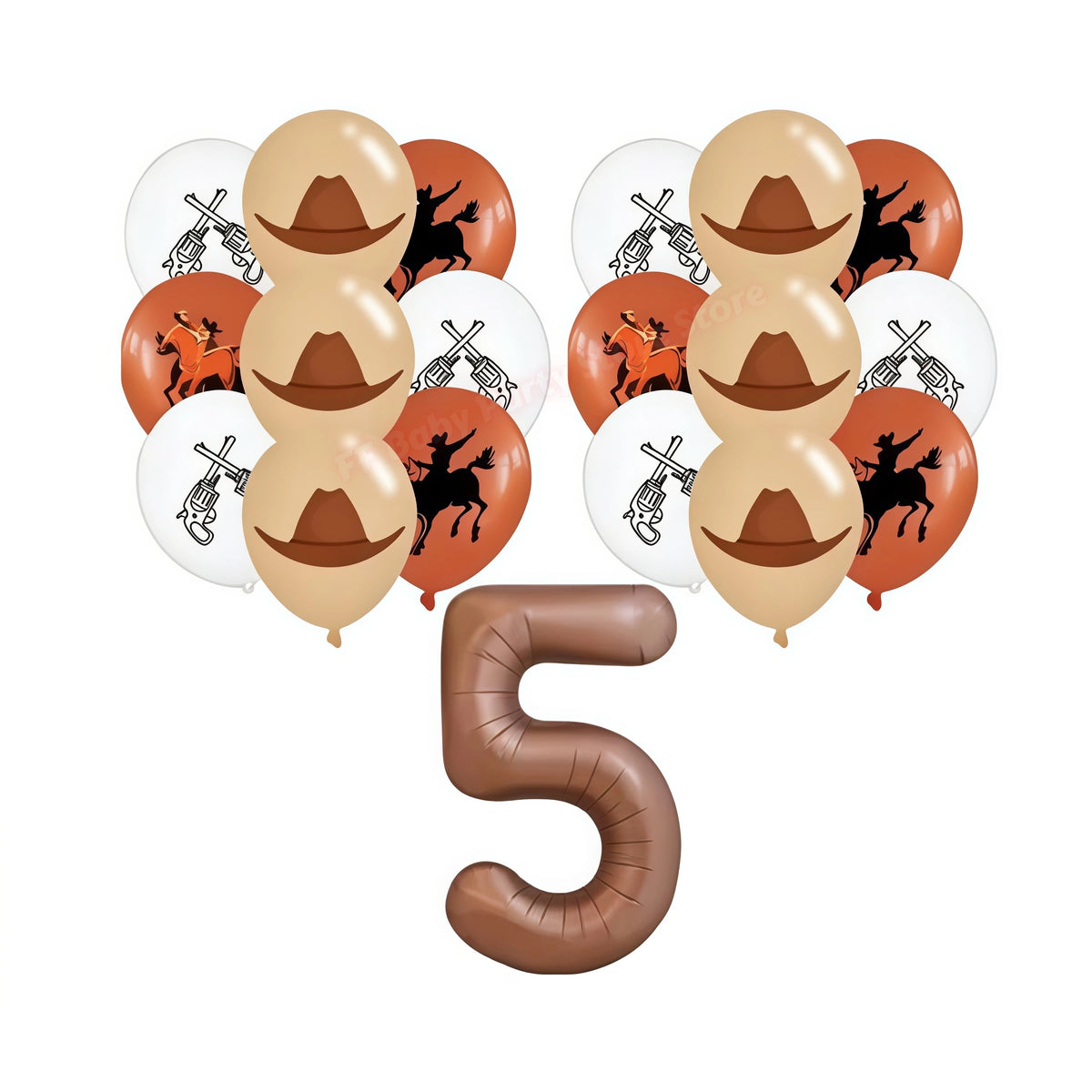 Wild West Cowboy Party Decoration Set – Balloons, Plates & Cups Party Decoration Set Babs 19pcs balloons-5 others