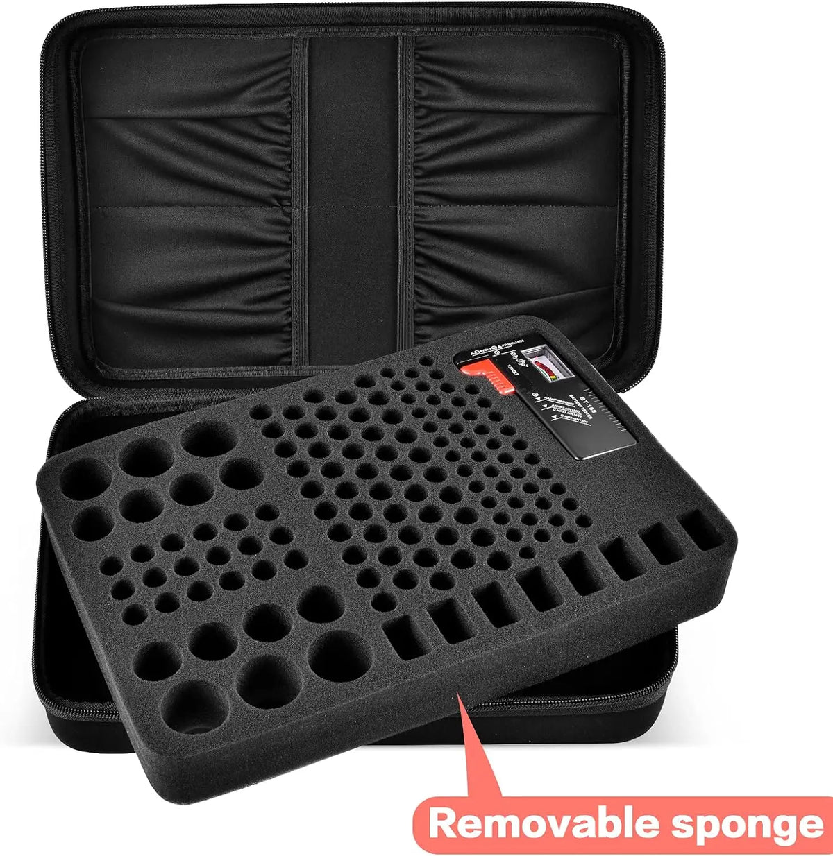 Battery Organizer Storage Box – Holds 140+ Batteries + Tester Battery Storage Case Babs