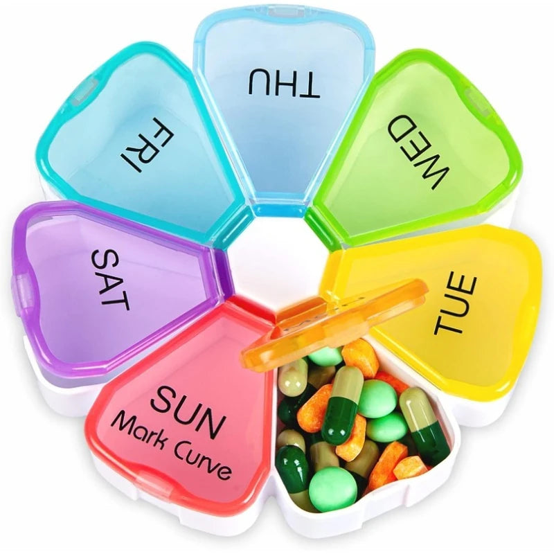 Flower 7-Compartment Weekly Pill Organizer | Travel Pill Case Weekly Pill Organizer Babs