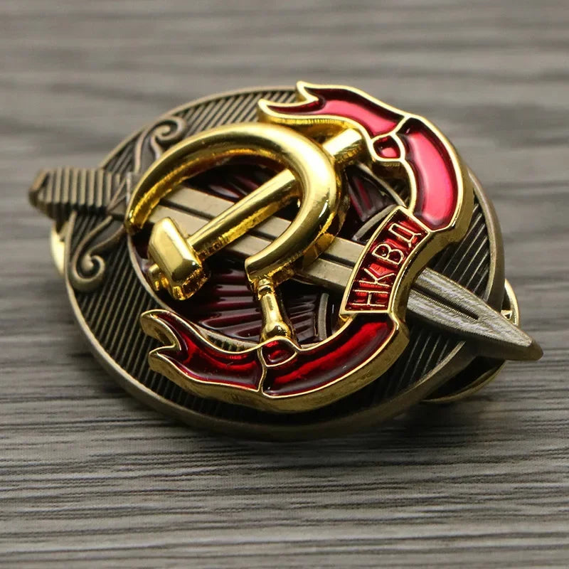 Soviet KGB Shield Copper Brooch Badge – USSR CCCP Collectible Pin Collectible Brooch Pin Babs