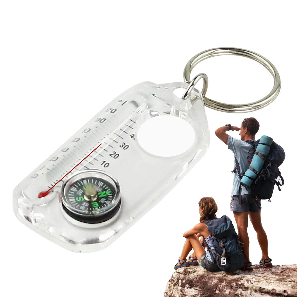 Mini Keychain Camping Compass & Thermometer Outdoor Tool Keychain Compass Tool Babs