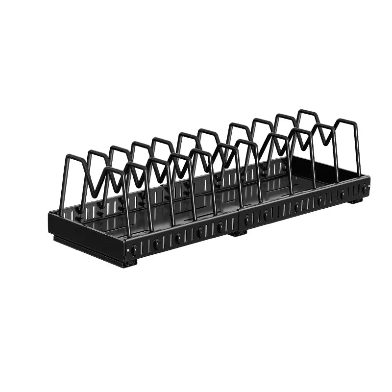 Pull-Out Pots & Pans Organizer | Sliding Lid & Spice Rack Kitchen Cabinet Organizer Babs Black Pot rack
