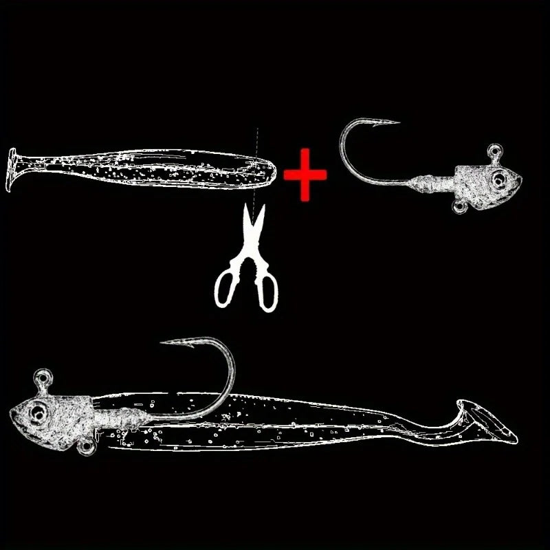 5-Pack T-Tail Soft Fishing Lures – Long Cast Swimbait Set Soft Fishing Lure Babs