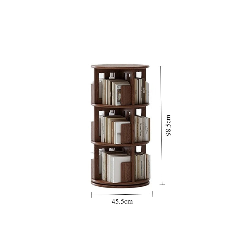 Rotating 6-Tier Wood Corner Bookshelf – Modern Bookcase Rotating Bookcase Babs Brown 3 layers