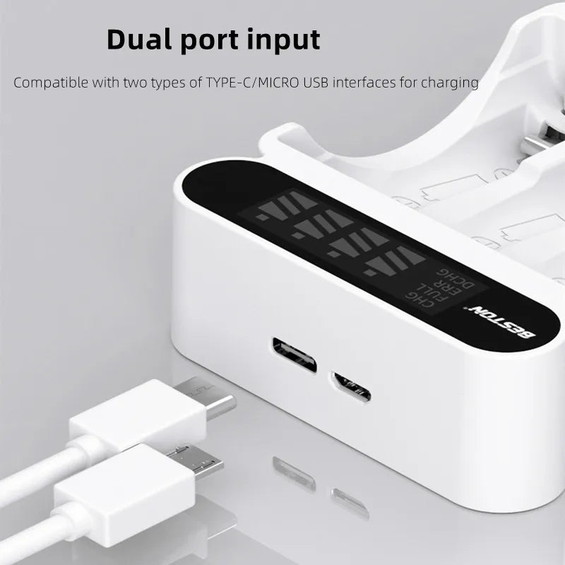 4-Slot AA/AAA Smart NiMH Battery Charger with LCD Display Battery Charger Babs