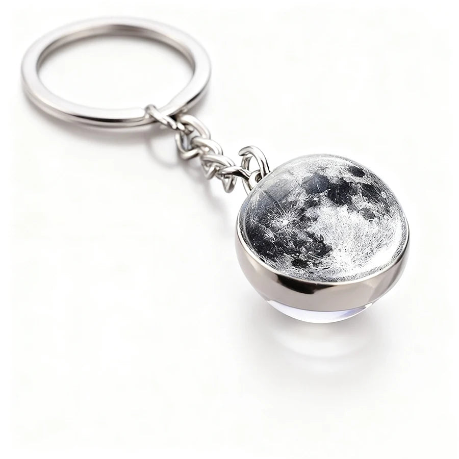 Galaxy Solar System Glass Ball Keychain – Planet Art Charm Glass Ball Keychain Babs moon