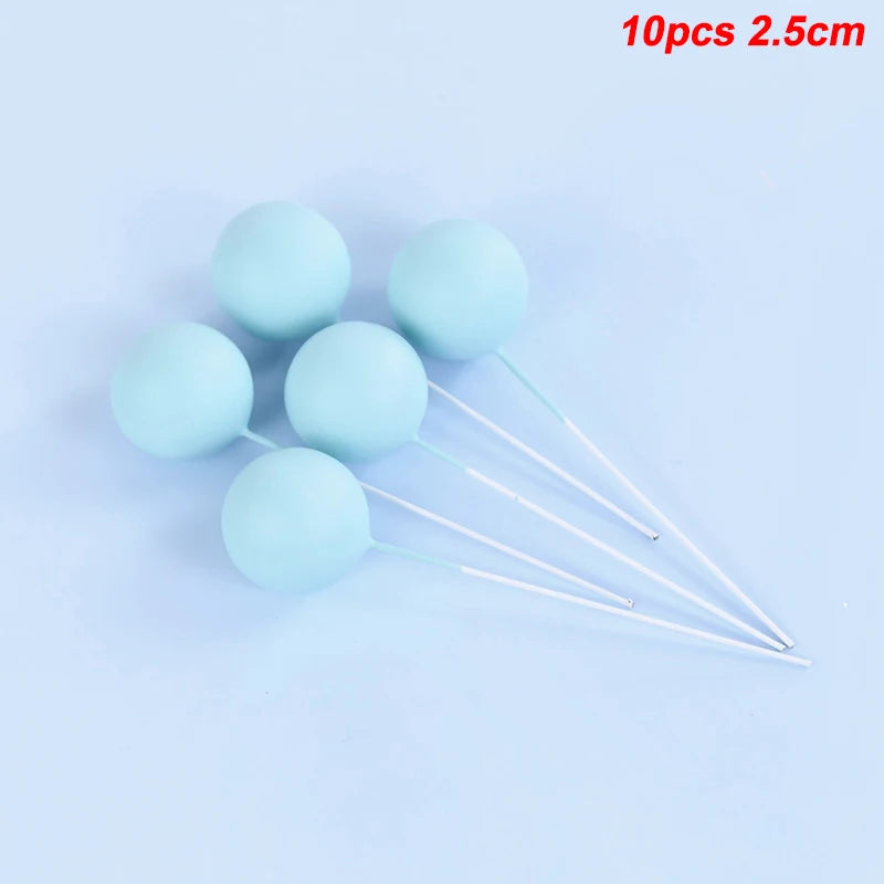 10Pcs Ball Cake Toppers Gold Blue Pink – Party & Wedding Cake Topper Set Babs 10pcs blue-2.5cm