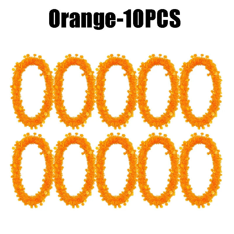 Flower Garland Glow Necklaces UV Blacklight Party Set 16pc Glow Party Necklace Babs Orange-10PCS 45CM