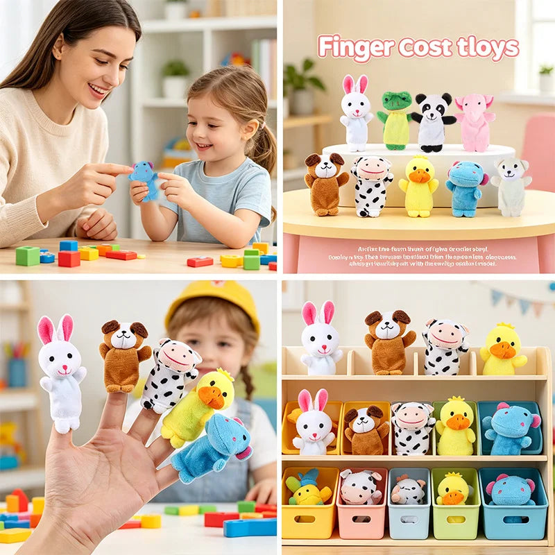 10-Piece Soft Plush Animal Finger Puppets – Kids' Party Toy Animal Finger Puppets Babs