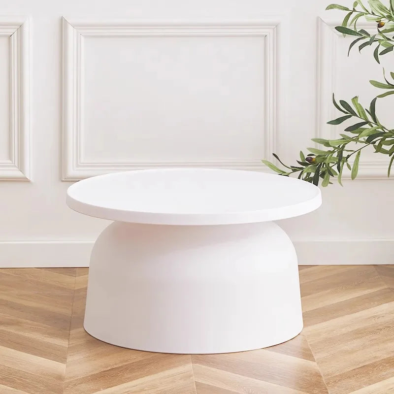Nordic Round Coffee Table with Storage | Modern Living Room Round Coffee Table Babs White-Large