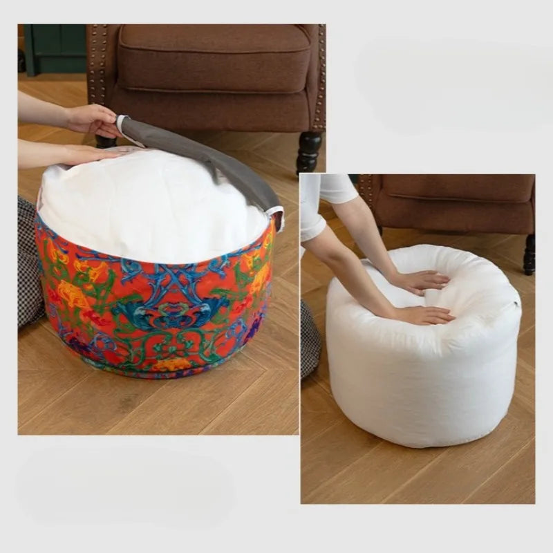 Round Velvet Pouf Ottoman Footstool – Modern Luxury 50x30cm Velvet Pouf Ottoman Babs