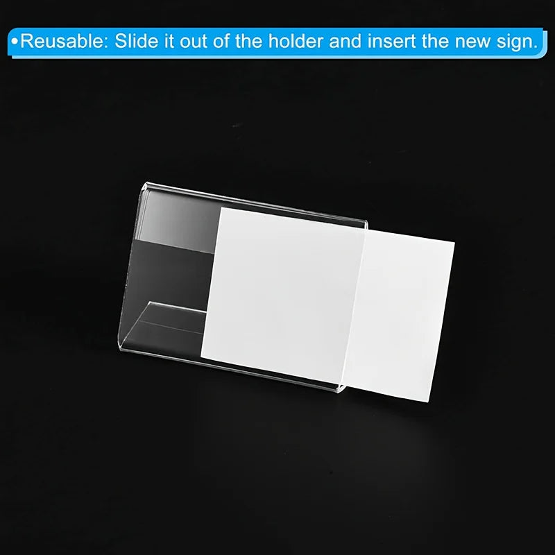 8pcs Transparent L-Shaped Business Card & Sign Display Stand Card Display Stand Babs