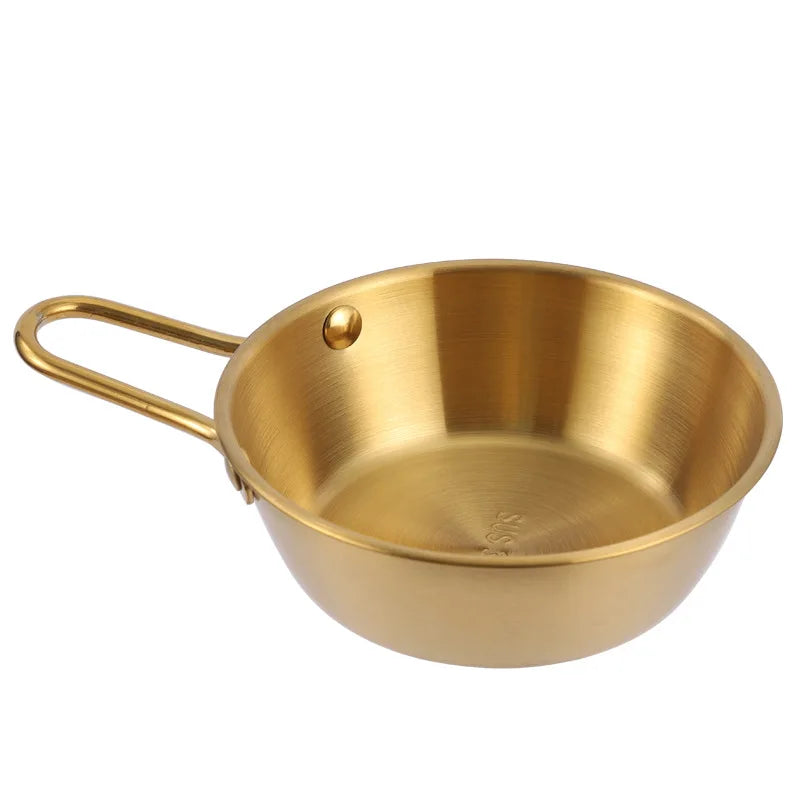 304 Stainless Steel Korean Bowl with Handle – Gold Finish Stainless Steel Bowl Babs