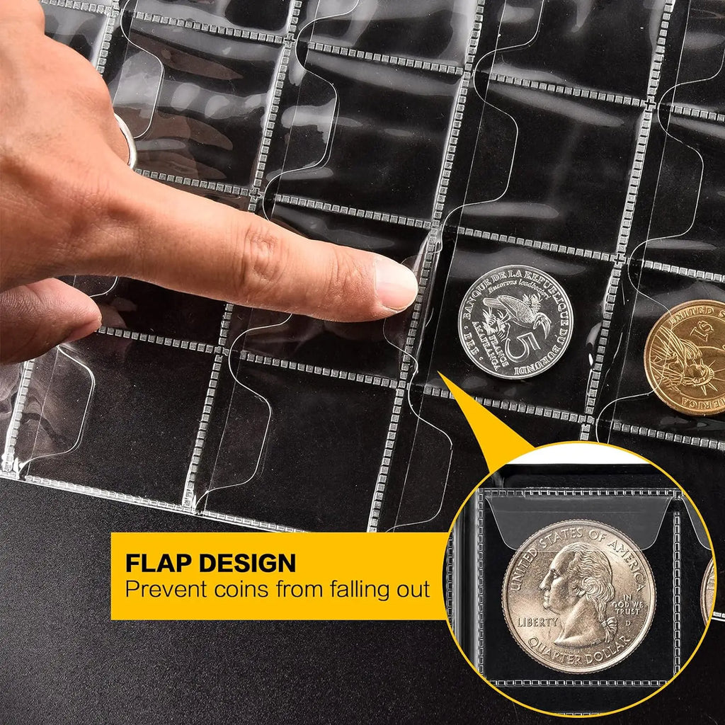 300-Pocket Coin Collection Album – PU Leather Display Book Coin Collection Album Babs